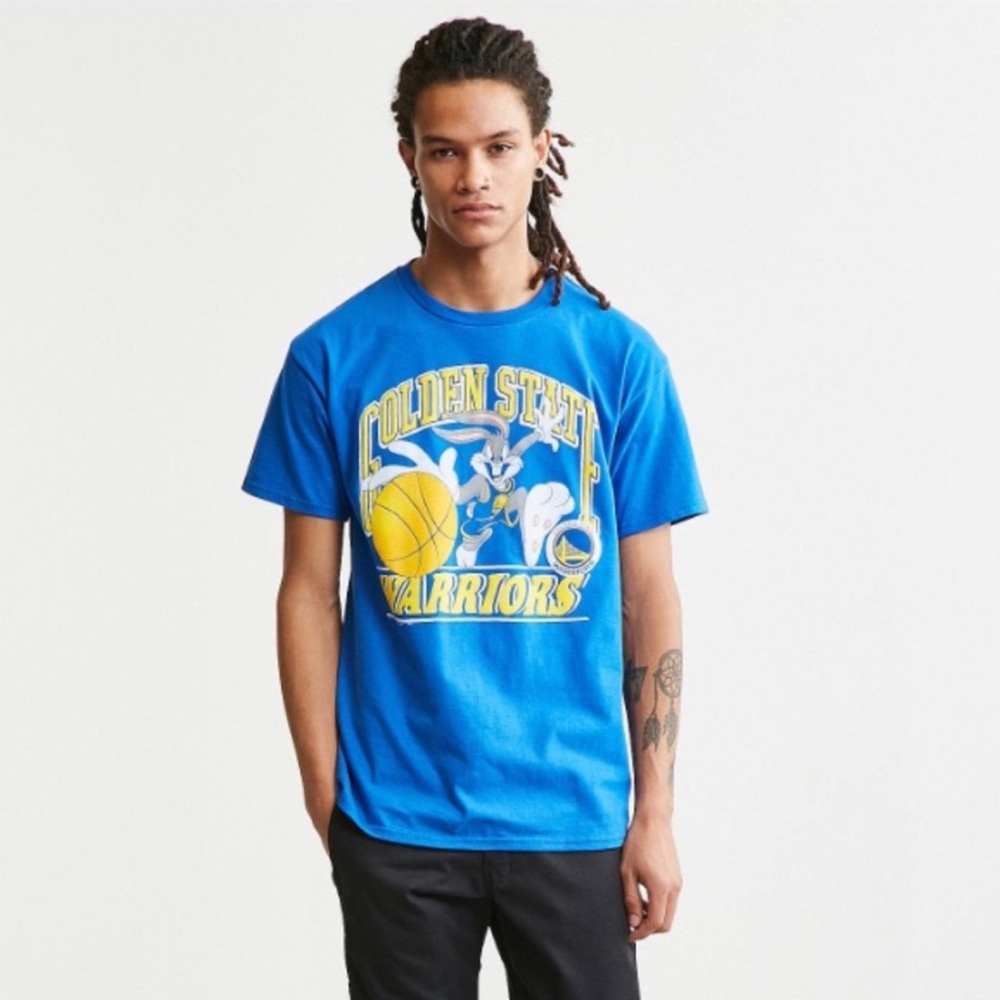Golden State Warriors SPACE JAM Bugs Bunny Tee T-Shirt Large Blue